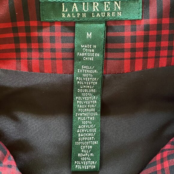 Ralph Lauren Red & Black Zip Up Plaid Puffer Vest Sz M - Picture 4 of 8